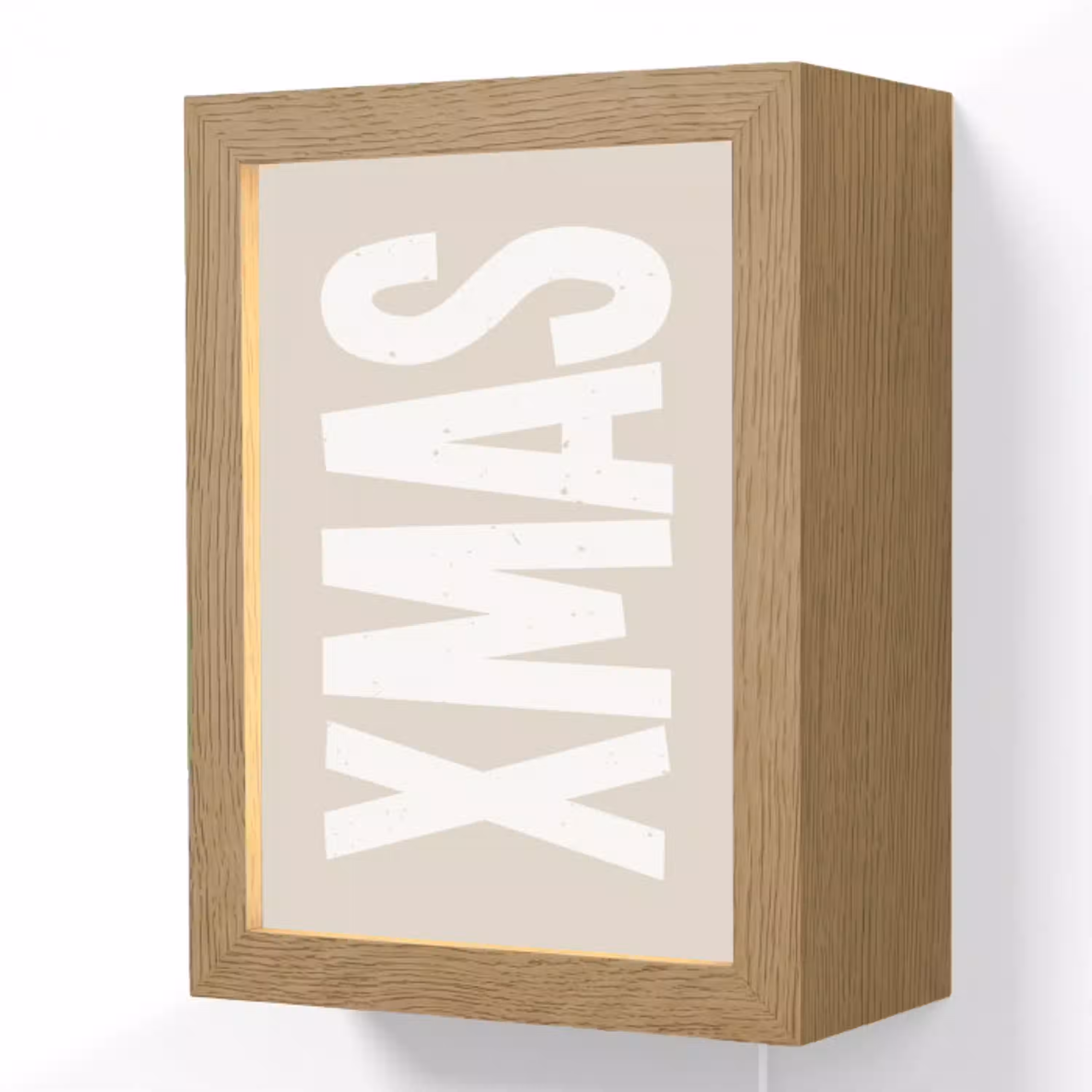 Xmas - Kerst - Japandi - Kerstversiering Light Box met kabel (Wandlamp) klein -3d