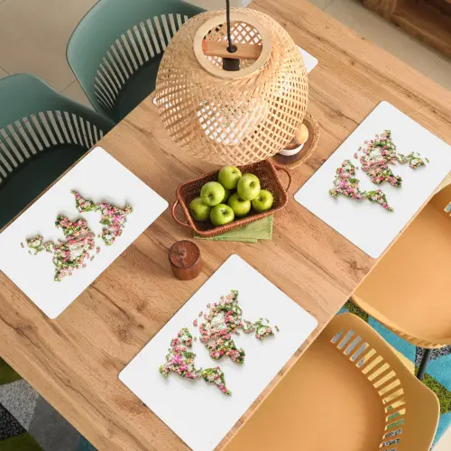 Wereldkaart - Bloemen - Subtiel Placemat vinyl groot -zzsfeer5_Kitchenyeah-website