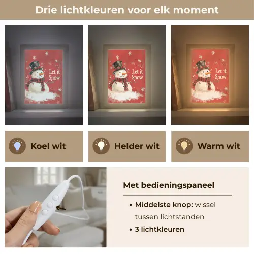 Sneeuwpret - Winter - Sneeuwpop Light Box met kabel (Tafellamp) klein -USP_lichtkleurNL