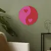 Minimalistisch - Rood - Roze - Hartjes Akoestische PET Vilt - Rond klein -sfeer2