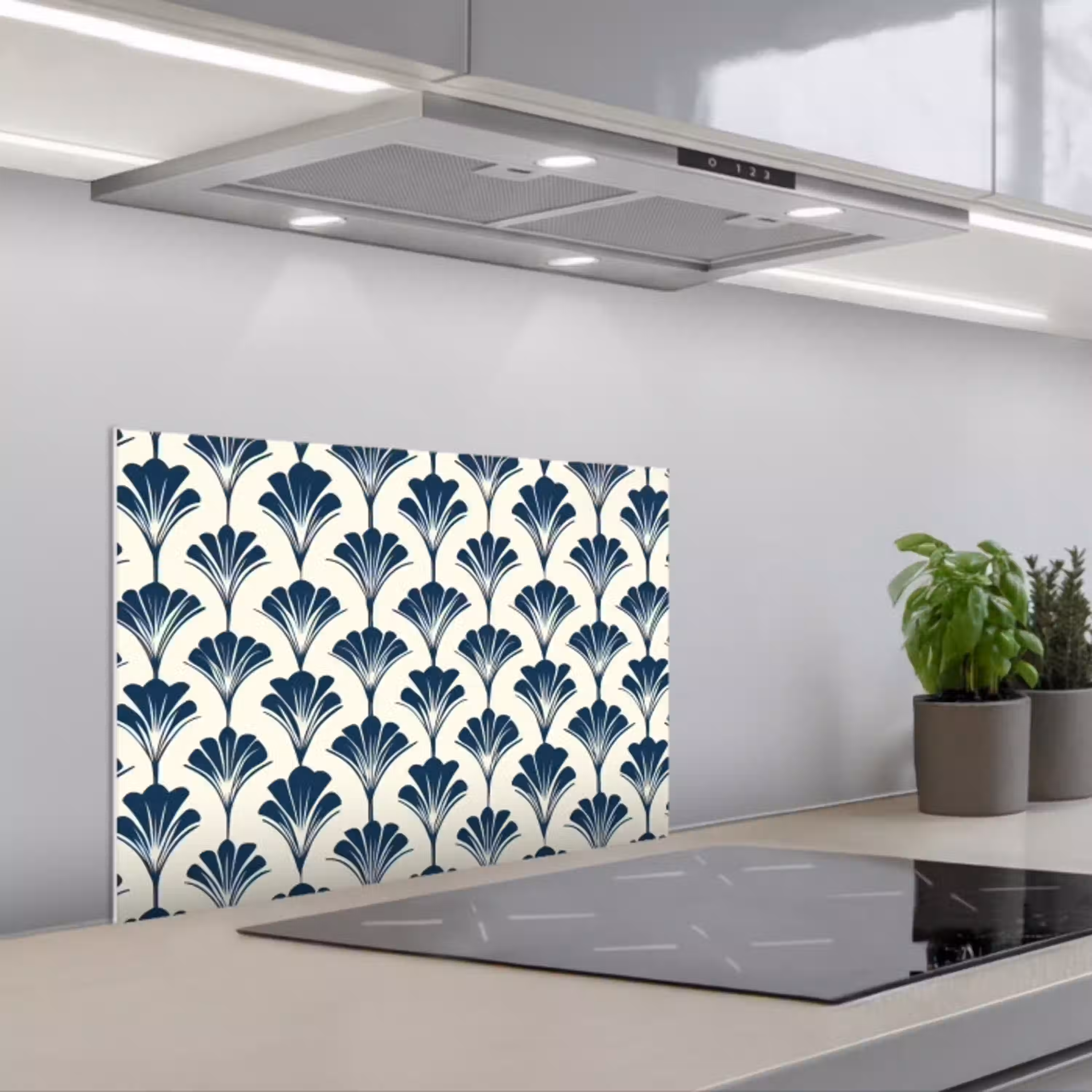 Klassiek - Motief - Blauw keuken achterwand spatscherm klein 900 -3d_schuin