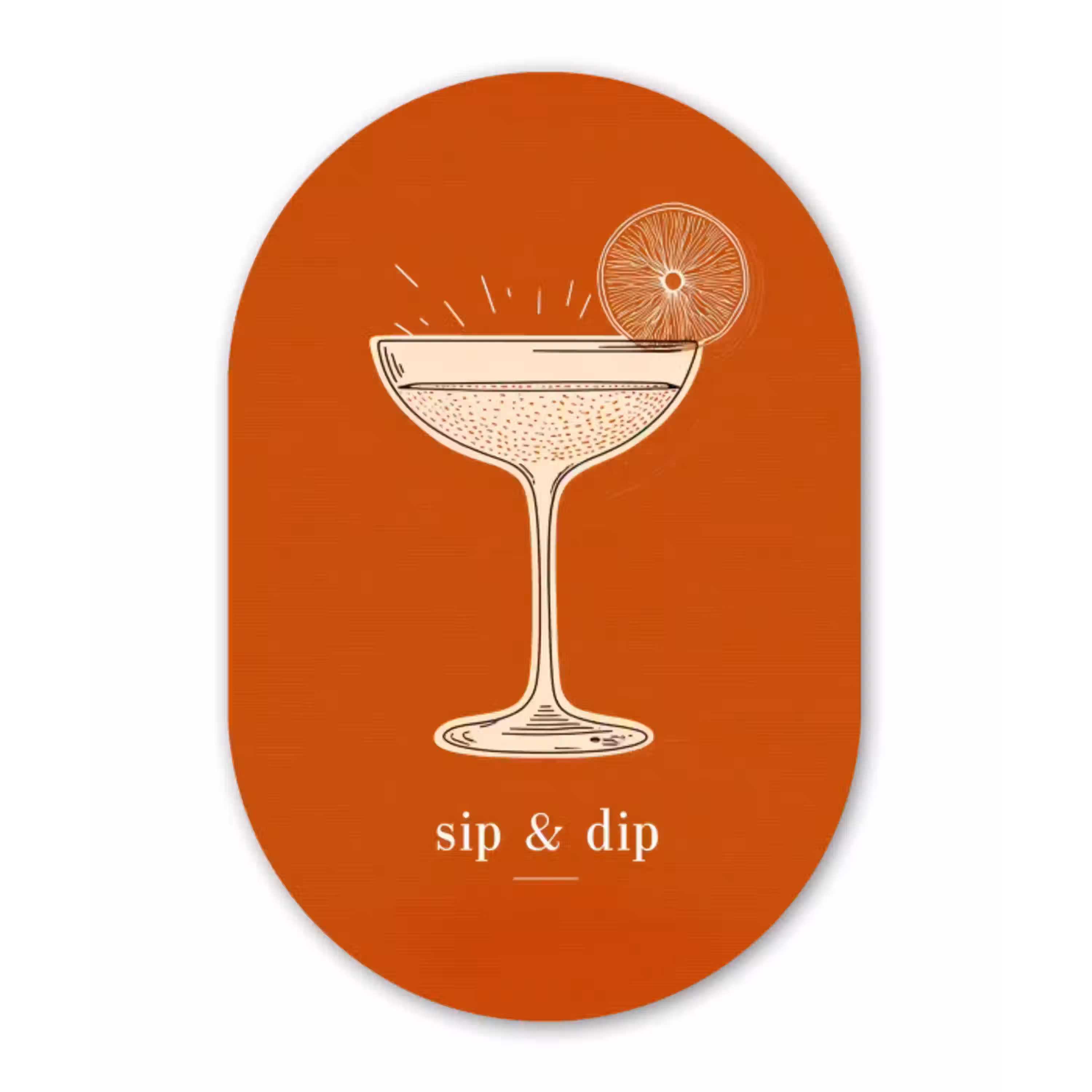 Cocktail - Oranje - Zomer - Quote Wandcirkel Ovaal Aluminium middel -3d