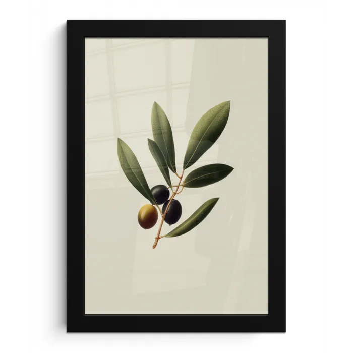 Olijftak - Donkergroen - Olijven fotolijst zwart zonder passe partout klein -3d
