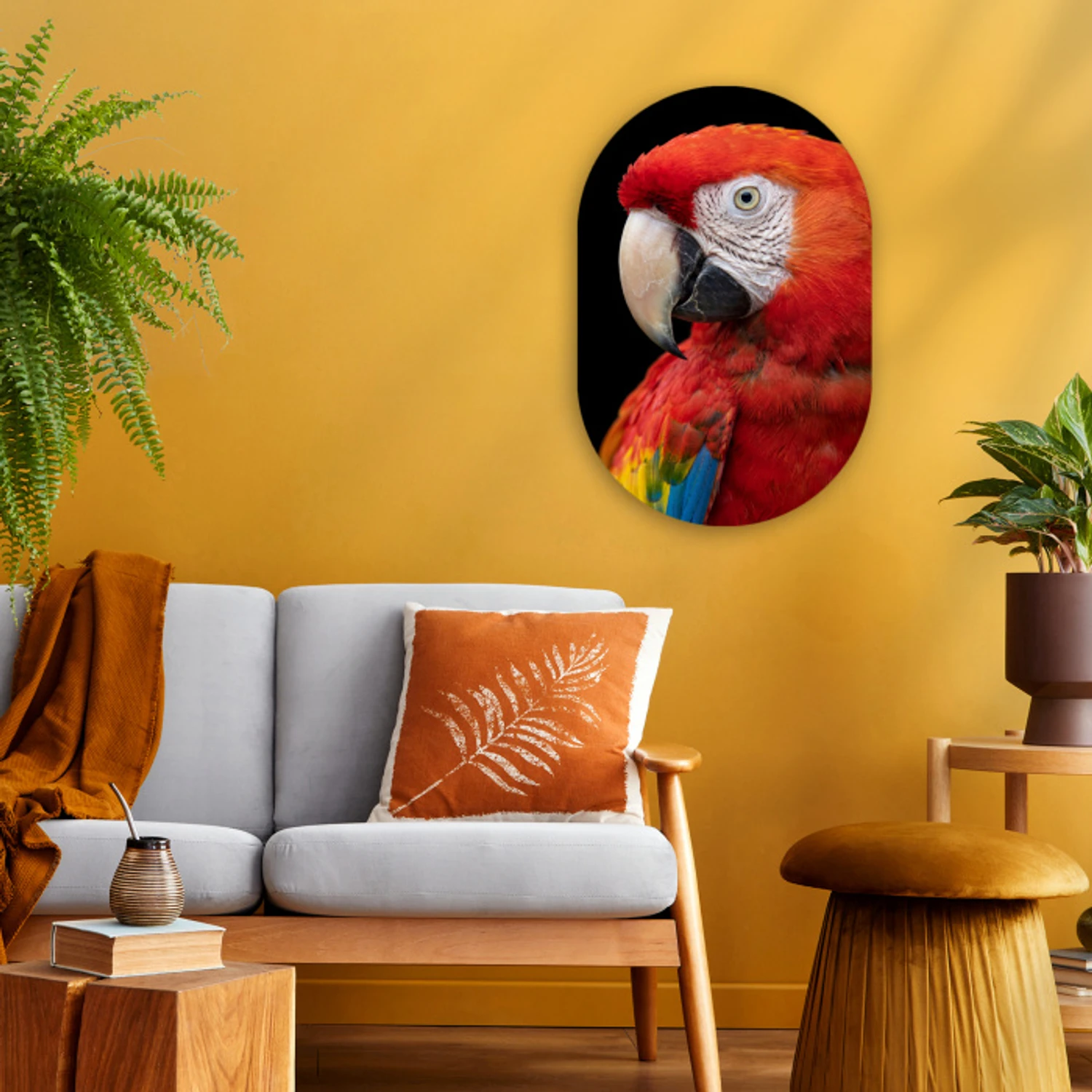 Ara - Portret - Rood Wandcirkel Ovaal Forex klein -sfeer4
