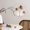 Palmbomen - Zonsondergang - Roze Wandcirkel kunststof plaat 5mm dik klein -sfeer4