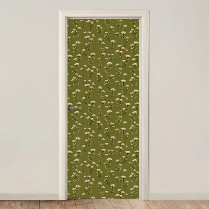 Landelijk - Bloemen -  Groen deurposter klein 289 -3d_beige