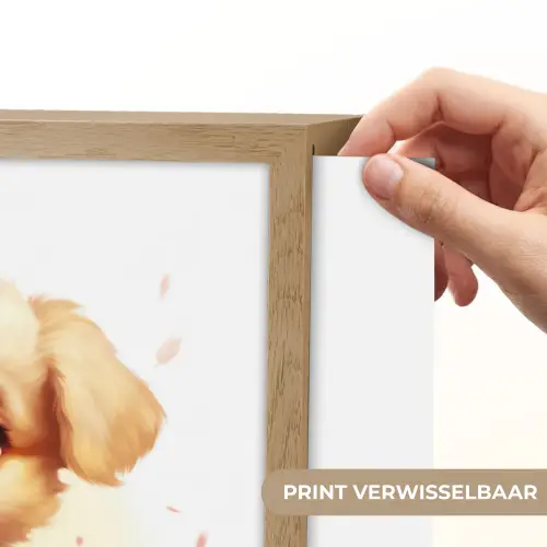 Hond - Bloemen - Roze - Meisjes - Kind Light Box met batterij (Wandlamp kind) middel -USP_websiteprintNL