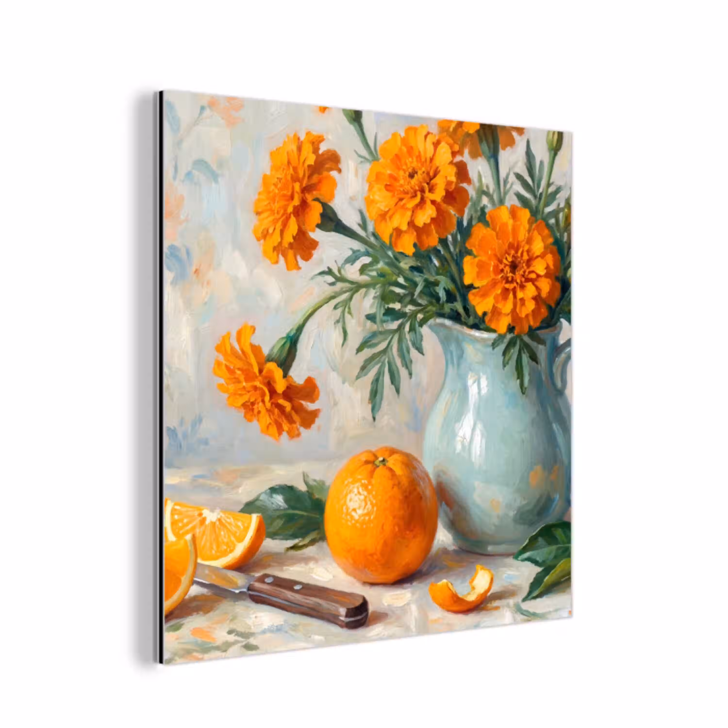 Eten - Oranje - Kunst aluminium wit klein -3d