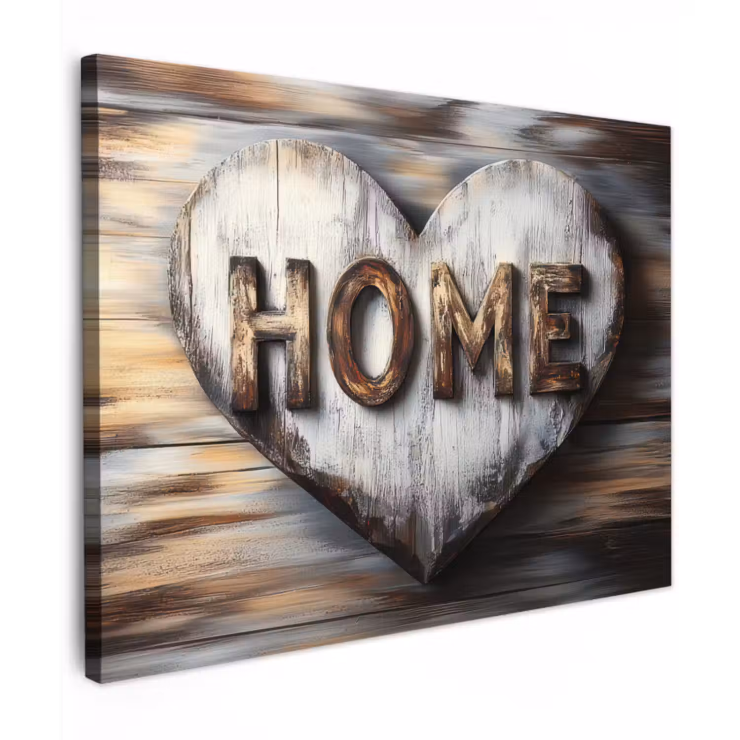 Canvas schilderij - Home - Hart - Houtlook - Liefde