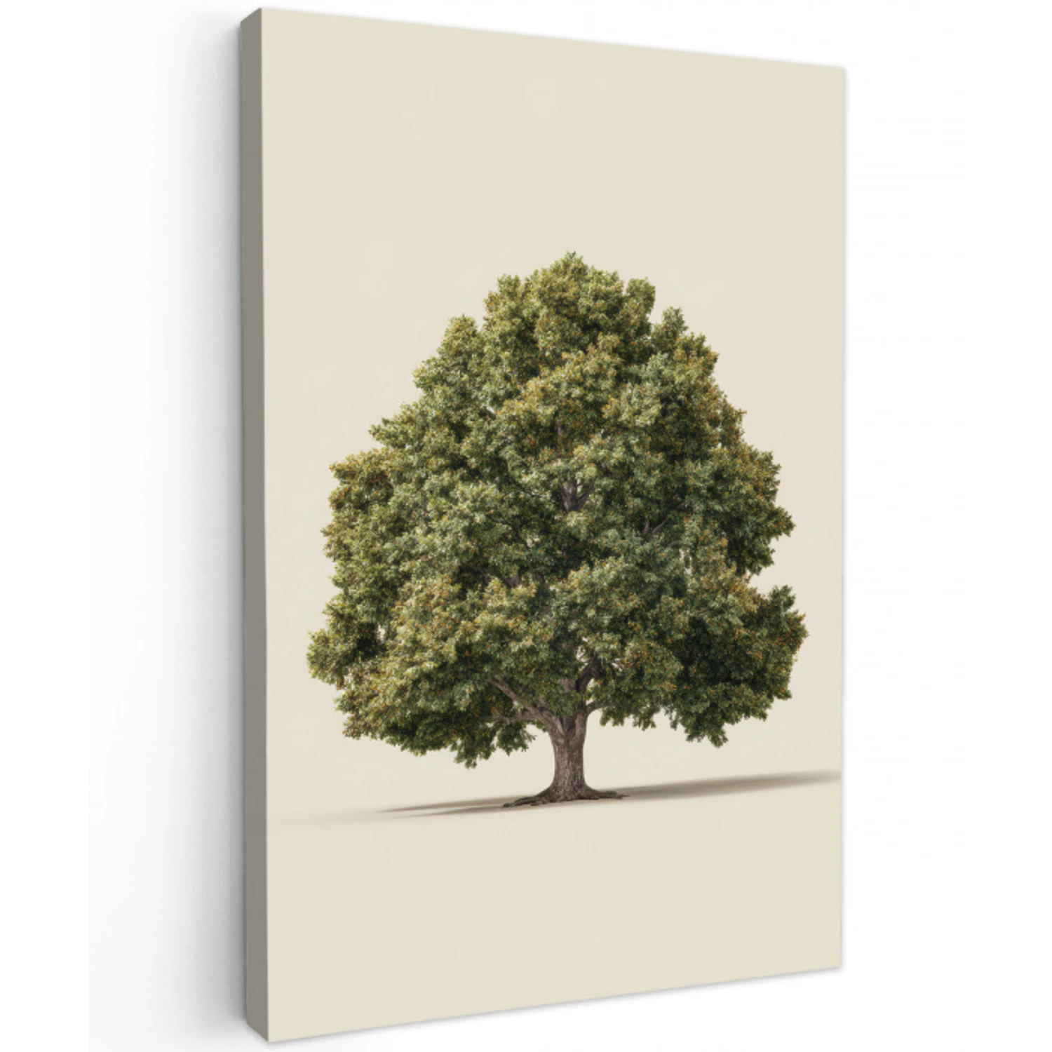 Eikenboom - Groen - Lichte achtergrond Tuinposter op houten frame 2 cm dik klein -3d