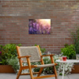 Lavendelbloemen - Paars - Zonlicht Tuinposter op houten frame 2 cm dik klein -sfeer3