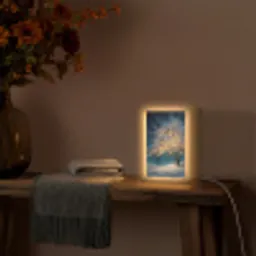 Levensboom - Nacht - Donker - Blauw Light Box met kabel (Tafellamp) klein -sfeer4