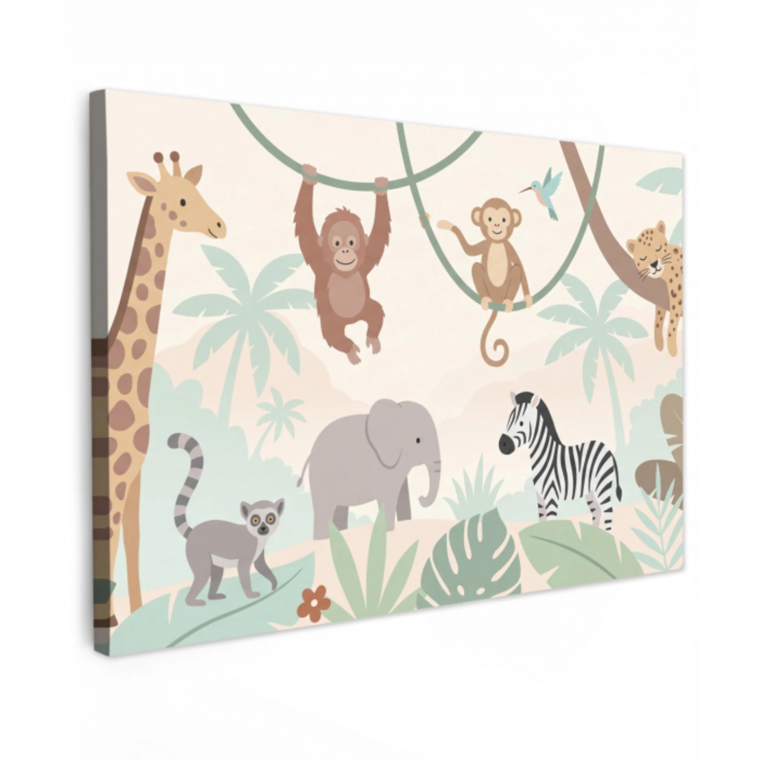 Jungle - Dieren - Groen canvas 2cm klein -z3d