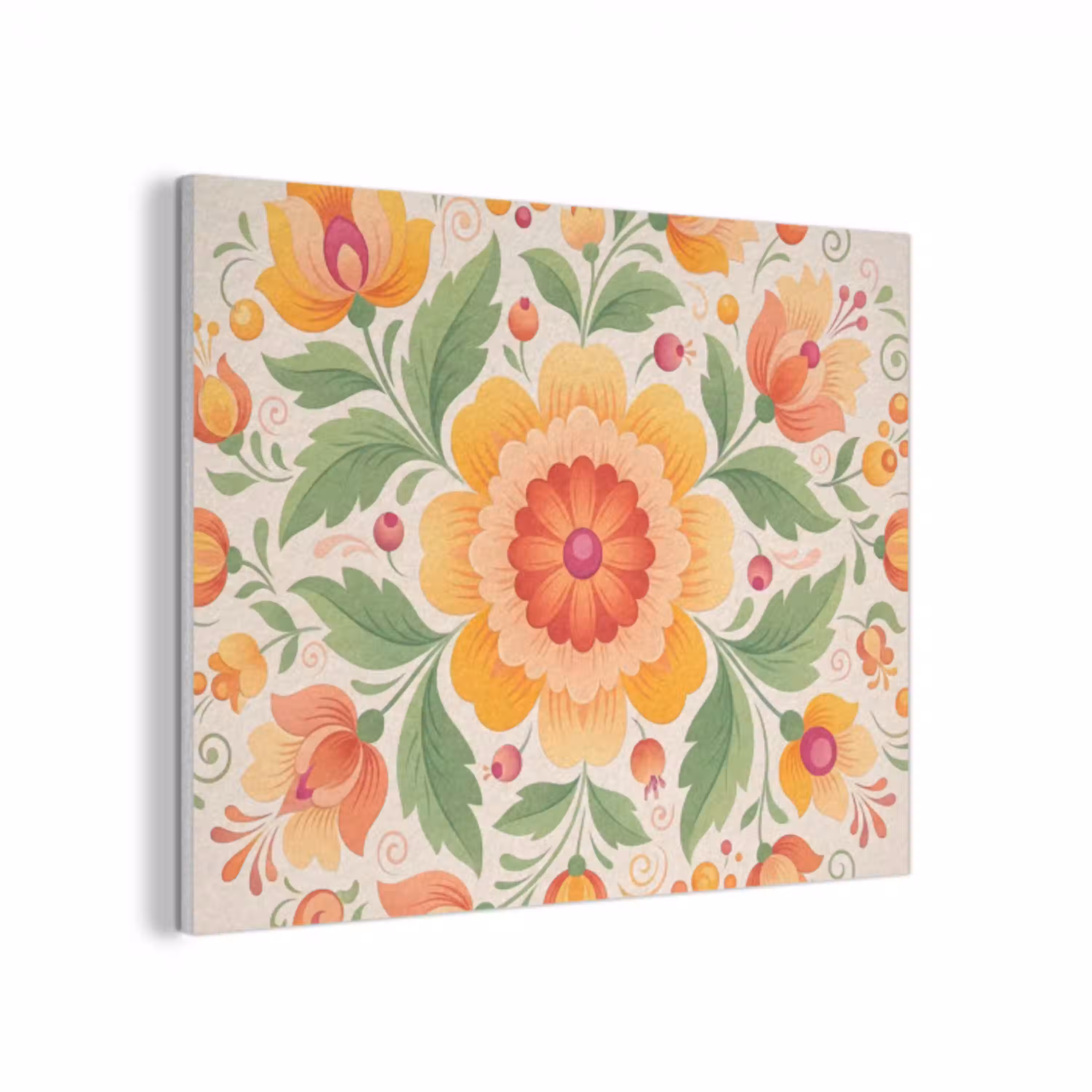 Bloemen - Patroon - Decoratief - Oranje PET vilt klein -3d