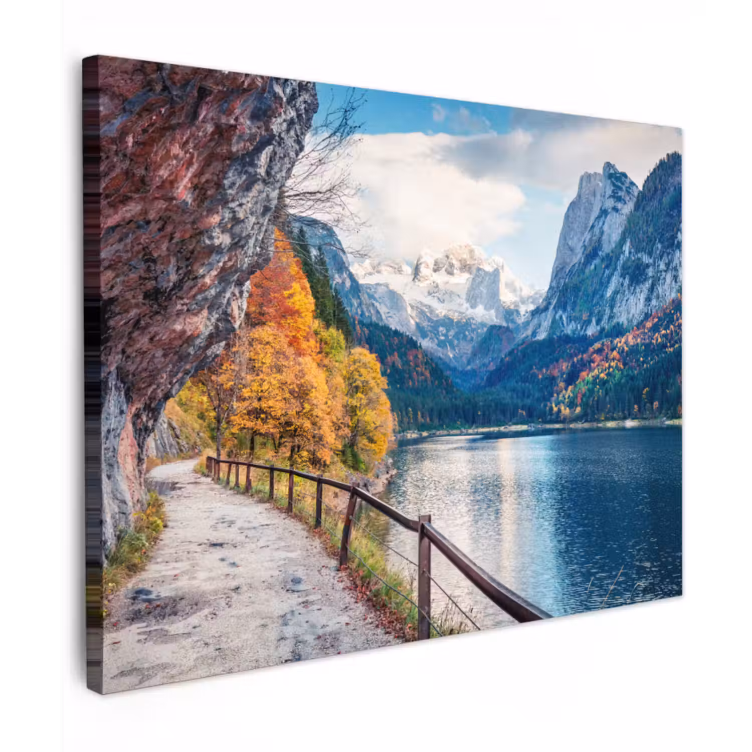 Canvas schilderij - Bergen - Meer - Pad - Natuur - Water