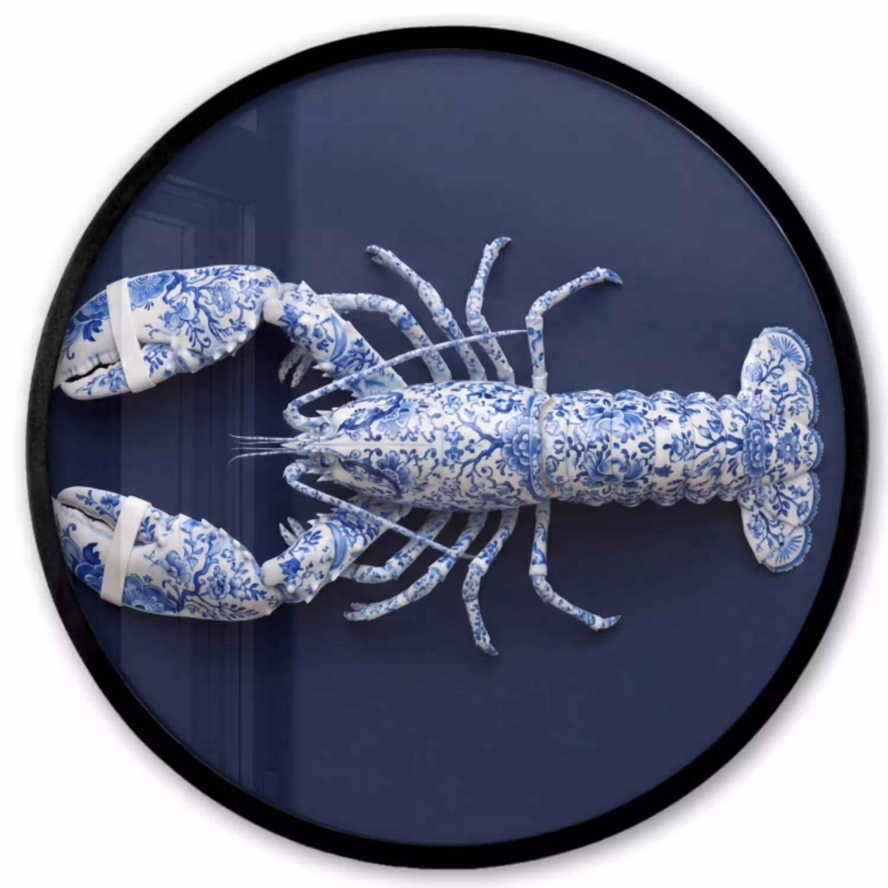 Kreeft - Porselein - Delfts - Blauw Fotolijst rond zonder passe partout klein -3d