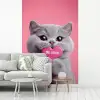 Kat - Valentijn - Roze - Liefde fotobehang vinyl groot -woonkamer