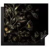 Gouden Flora op Zwart Fluweel Inductie beschermer vinyl 3mm middel -3d