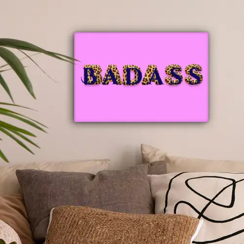 Felroze - Badass - Panterprint - Schaduw canvas 2cm klein -sfeer1