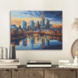 Zonsondergang Frankfurt - Stad - Skyline - Water PET vilt klein -sfeer1