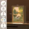 Eenden - Vijver - Bloemen Light Box met kabel (Tafellamp) klein -USP_NL