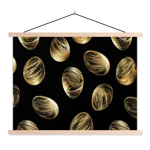 Eieren - Goud - Patroon textielposter latten blank klein -3d