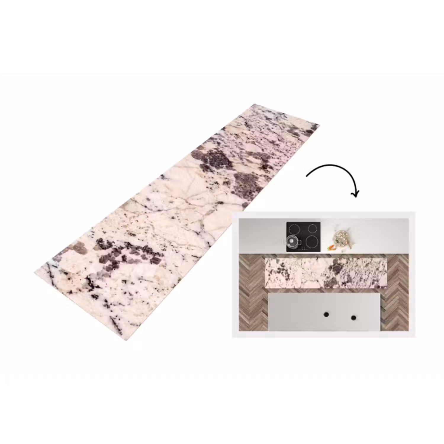 Küchenläufer - Naturstein – Muster – Abstrakt – Beige – Grau