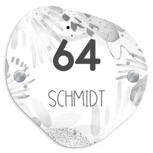 Grijze patronen - Modern Naambord Organisch middel -3d