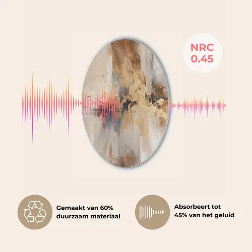 Modern - Bruin - Abstract - Beige Akoestische PET Vilt - Rond klein -USP_NL