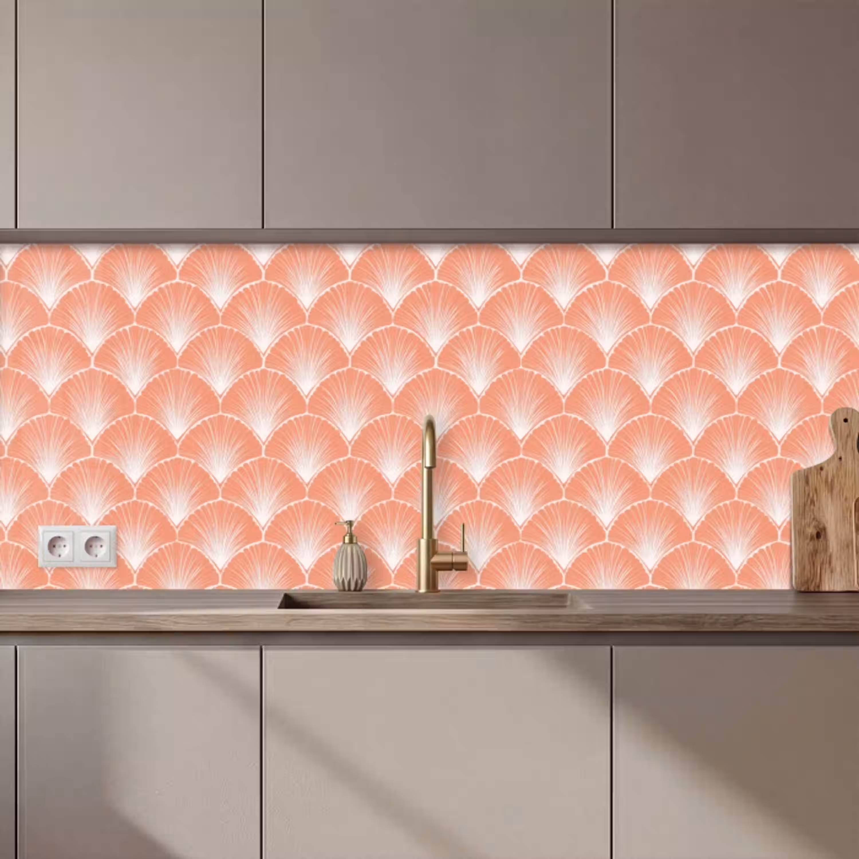 Waaier - Motief - Zalmroze keuken achterwand 2 middel 871 zz_3dshopping