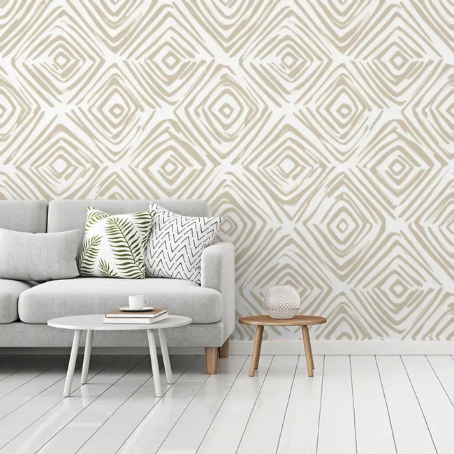 Behang - Abstract - Ruit - Beige