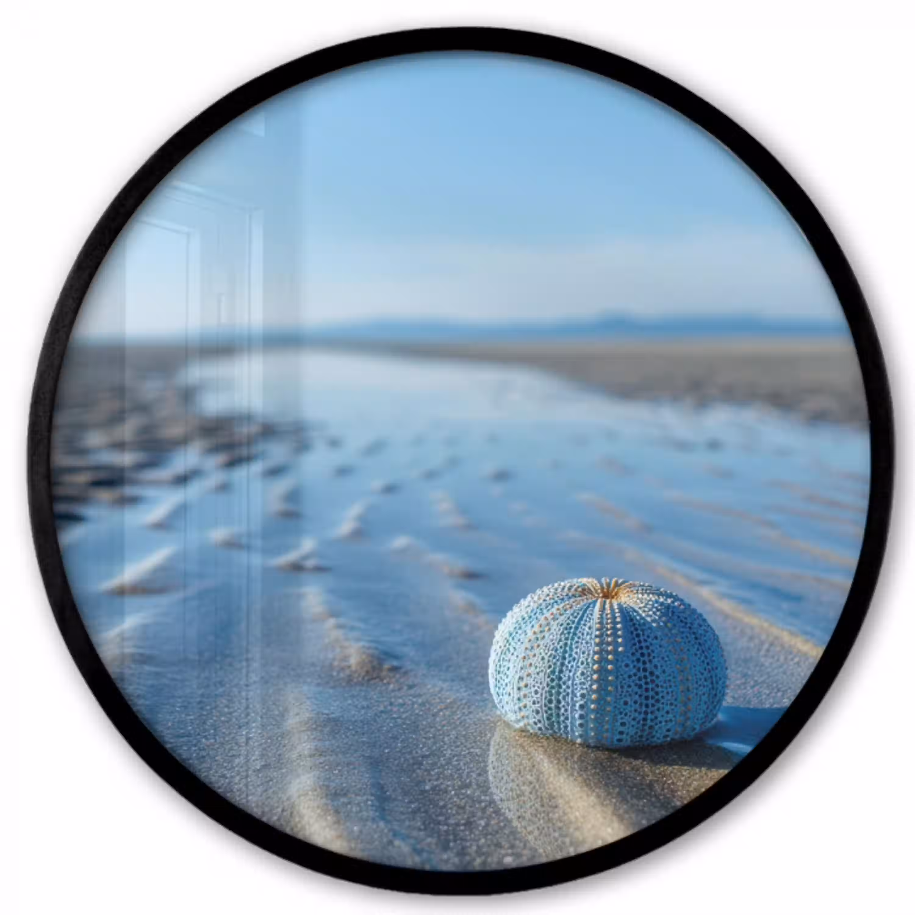 Strand - Schild - Water - Blauw Fotolijst rond zonder passe partout klein -3d
