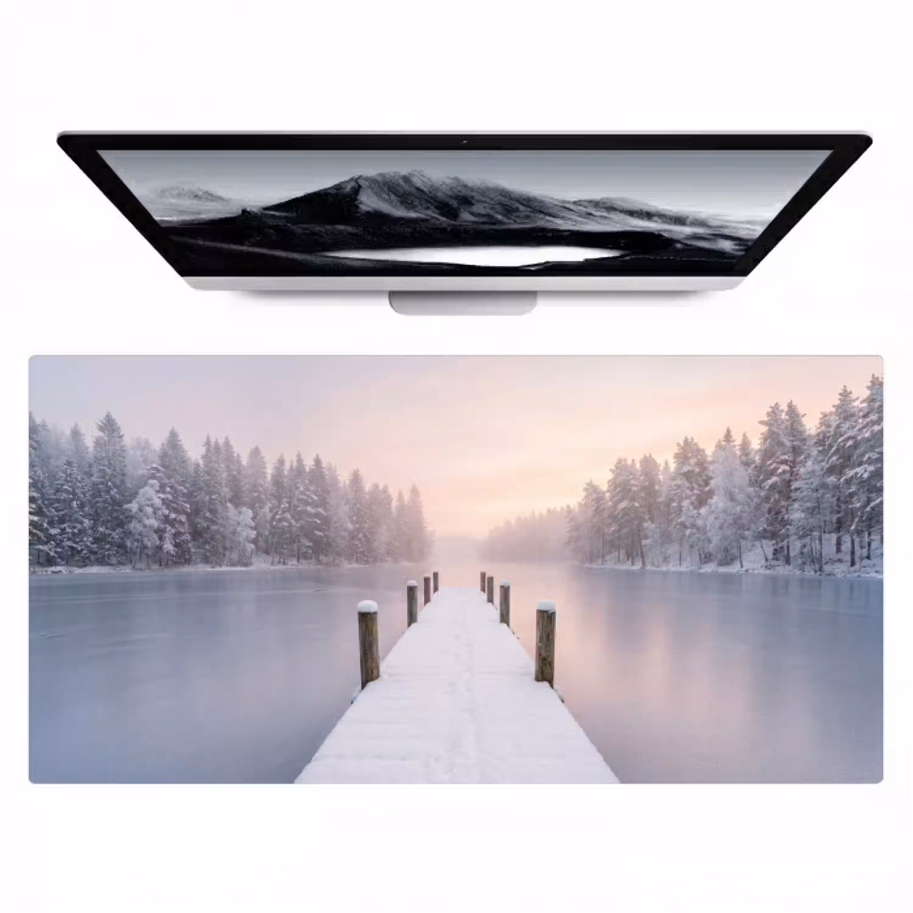 Steiger - Meer - Mist - Winter - Serene Muismat XXL klein -zzz3d