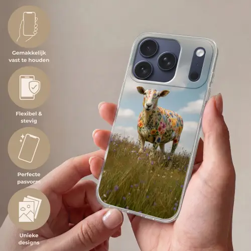 Schaap - Bloemen - Weide Telefoonhoesje iPhone 17 Pro klein -sfeer3_NL