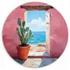 Zee - Roze - Cactus Wandcirkel plexiglas klein -3d