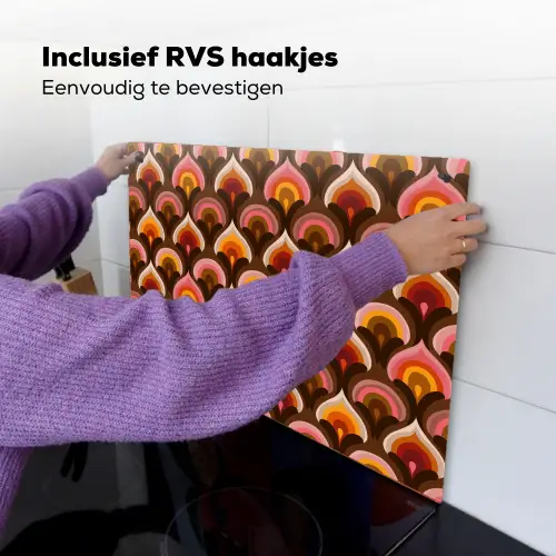 Patroon - Retro - Kleurrijk Inductie beschemer met haakjes klein 777 -ky-ophangen-nl
