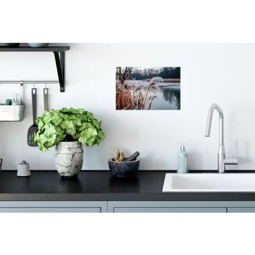 Riet - Gras - Natuur - Winter - Meer Muursticker klein -keuken