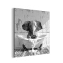 Olifant - Vintage - Dieren - Zwart - Wit aluminium wit klein -3d