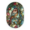 Vogel - Tak - Rozen - Mozaïek Wandcirkel Ovaal Glas middel -3d