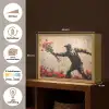 Street art - Man - Bloemen - Graffiti - Banksy Style Light Box met batterij (Wandlamp) middel -USP_websiteoverzichtNL
