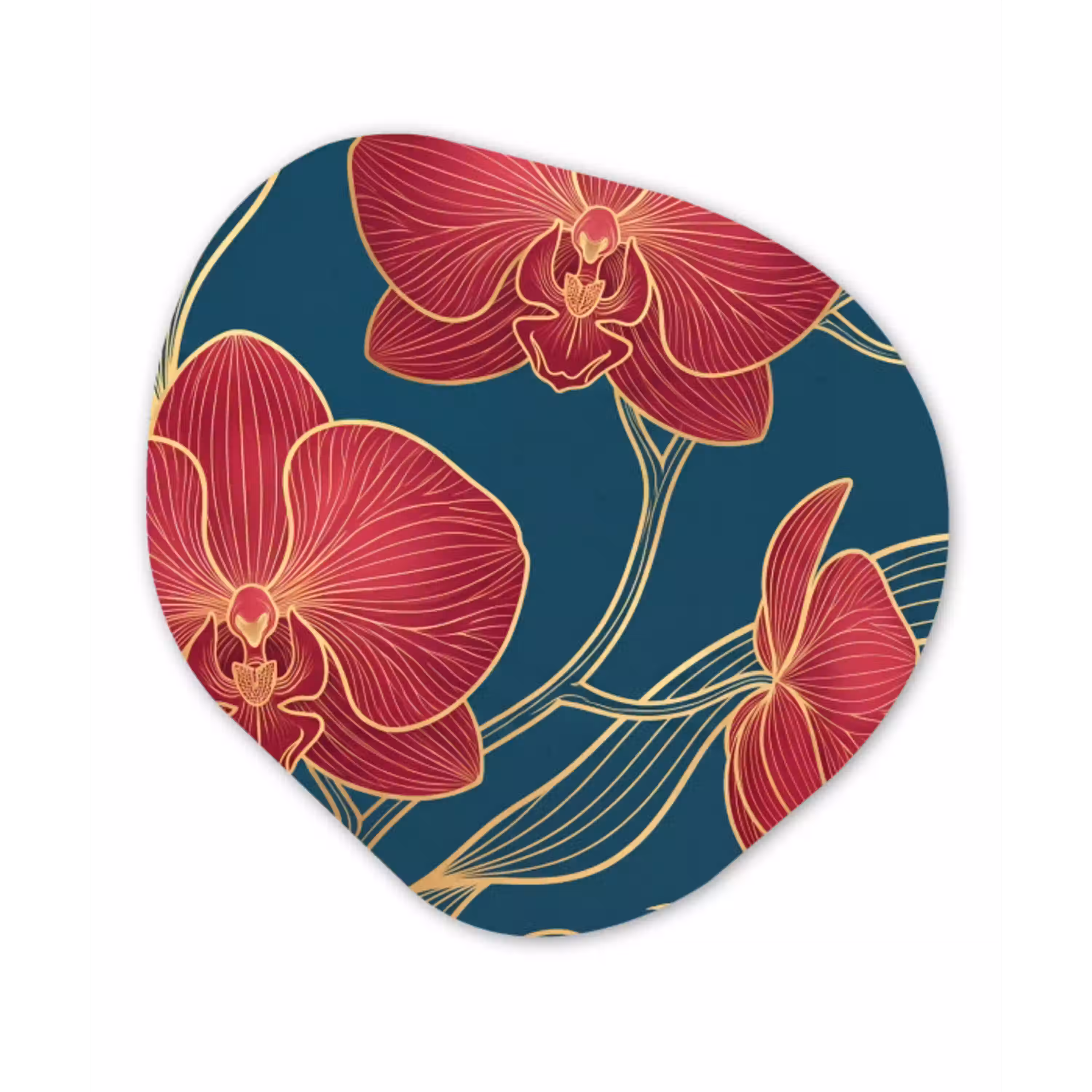 Bloemen - Rood - Goud Wandcirkel Organisch Forex 3mm klein -3d