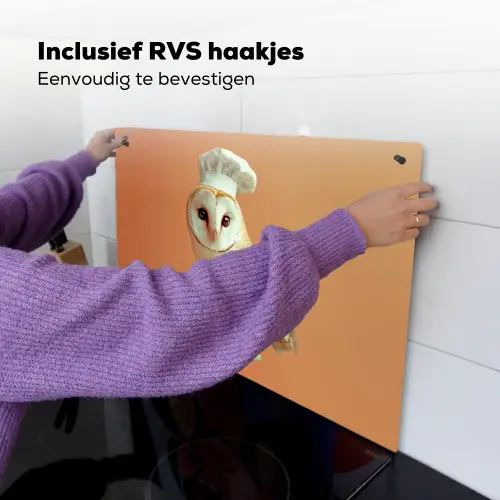 Kerkuil - Koksmuts - Oranje - Vogel Inductie beschemer met haakjes klein -ky-ophangen-nl