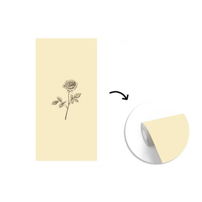 Illustratie - Zwart - Roos fotobehang vinyl groot -3d