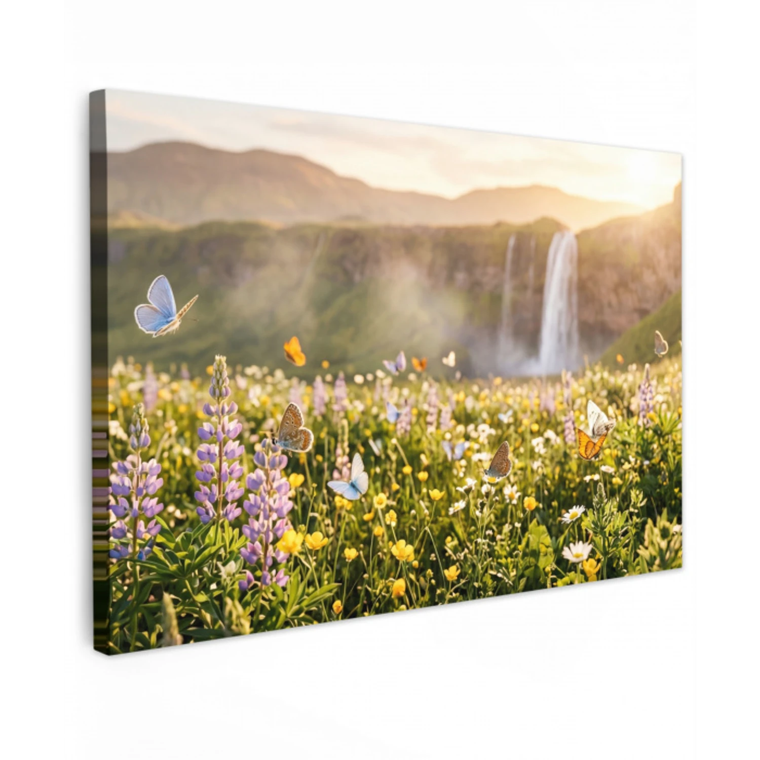 Vlinders - Waterval - Bloemenveld canvas 2cm klein -z3d