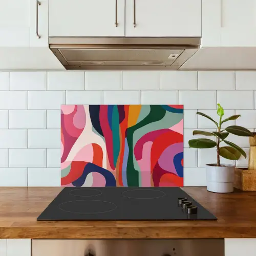 Vormen - Bochten - Kleurrijk - Abstract keuken achterwand spatscherm klein -sfeer2
