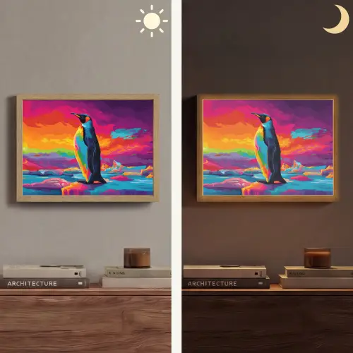 Ijsschots - Pinguïn - Abstract - Lucht Light Box met batterij (Wandlamp) middel -sfeer3