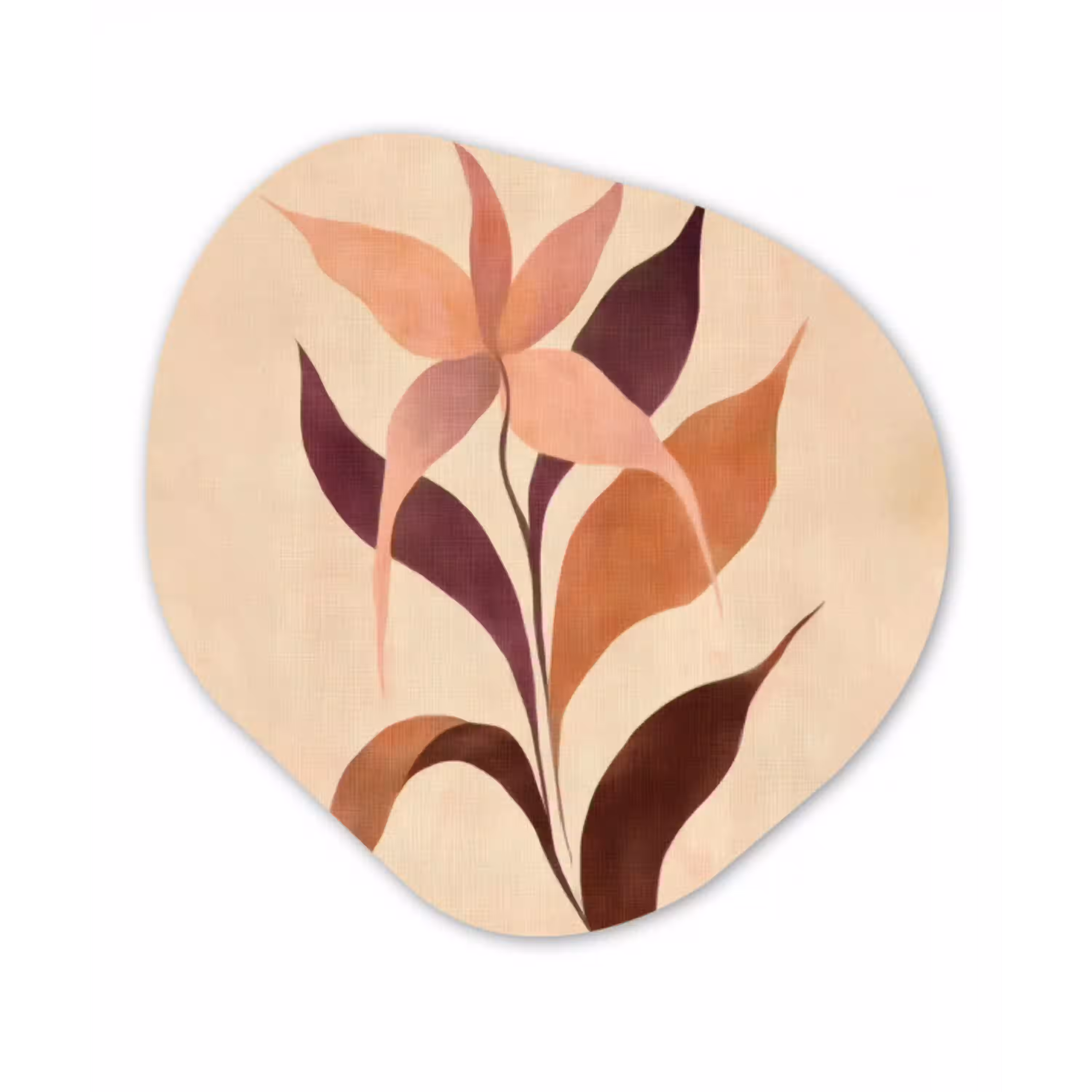 Minimalistisch - Bloem - Bladeren - Beige Wandcirkel Organisch Plexiglas middel -3d