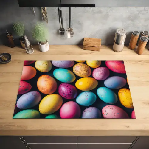 Kleurrijk - Paaseitjes - Spetters Inductie beschermer vinyl 3mm klein -sfeer5