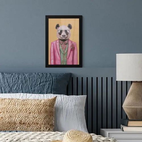Panda - Pak - Zonnebril - Blauw fotolijst zwart zonder passe partout klein -sfeer3