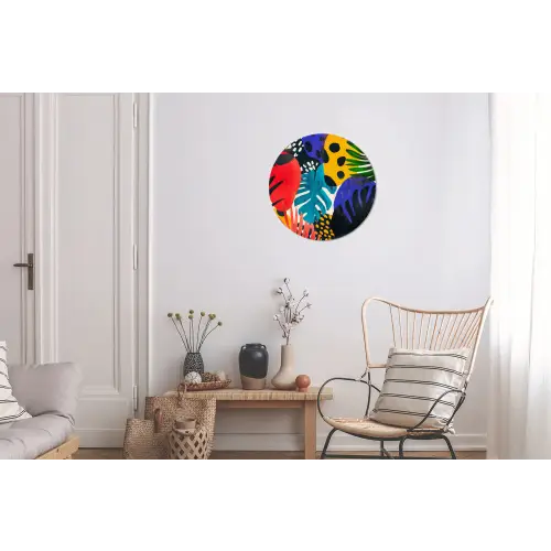 Bladeren - Vormen - Abstract - Kleurrijk Wandcirkel aluminium klein -woonkamer